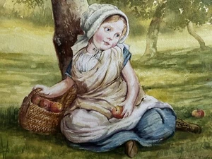 Acuarela escuela inglesa - retrato de una niña - Imagen 1 de 8