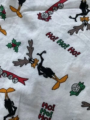 Винтажная хлопчатобумажная швейная ткань Daffy Duck Christmas 4 ярда плюс Warner Bros Looney Tunes - Изображение 1 из 2
