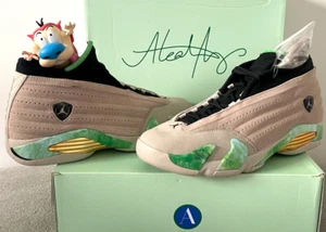 Nuove Nike Air Jordan 14 Low Aleali May verde oro 11,5 12,5 13,5 con Travis Fortune - Foto 1 di 6