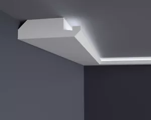 Barres en stuc DEL profil décoratif plinthes profilé volet lumineux barre d'angle - Photo 1/12