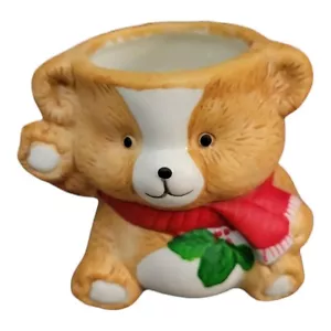 Porcelain Bear Christmas Candle Holder With A Votive Candle Never Been Used - Picture 1 of 9