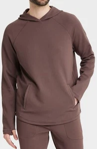 Heavy Waffle HOODED Sweatshirt All in Motion SMALL 2 pocket BROWN Thumbholes - Picture 1 of 6