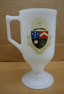 Vintage Delta Tau Delta fraternity milk glass footed coffee cup Exc Condition - Picture 1 of 3