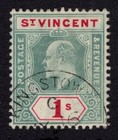 ST VINCENT  1904-11 1s GREEN & CARMINE, SG 90b, FINE USED, CAT. £70