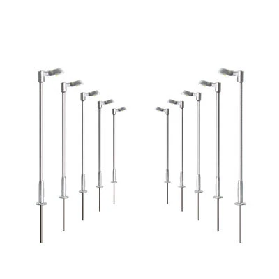 10Stk. Spur Z 1:200-220 hell weiß LED Metall Straßenlaternen Silber Lampe - Bild 1 von 4