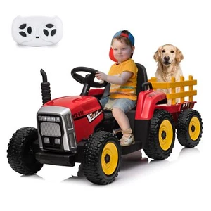Kids Electric Ride on Tractor with Trailer 12V Battery Powered Car Toy w/ Remote - Picture 1 of 29