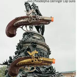 Zwei Denix Bürgerkrieg Philadelphia Derringer Kappe Feuer Replik Nickel und Messing - Bild 1 von 6