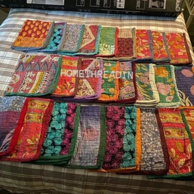 Vintage Kantha Table Place Mats Quilted Cotton Place Mats assorted Indian fabric - Image 1 of 4