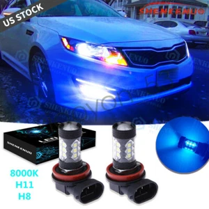 Ice Blue H11 H8 LED Fog Light Bulb 8000K For KIA Optima 2011 2012 2013 2014 2015 - Picture 1 of 10