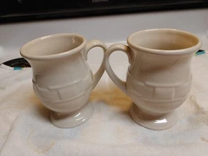 Longaberger Pottery Woven 2 Ivory Latte Coffee Tea Mug Cup - Picture 1 of 3
