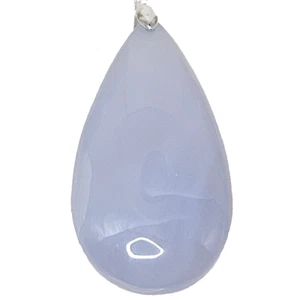 Blue Chalcedony Pendant 925 Pinch Bail 21x18x10mm & FREE Leather Cord Necklace - Picture 1 of 8