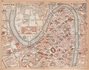 VERONA vintage town city centre map plan pianta della citt�. Italy 1958 - Picture 1 of 1