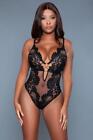 sexy BE WICKED lace POLKA dots DOTTED sheer O-RING thong BODYSUIT teddy ROMPER