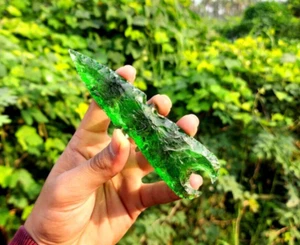Green Obsidian Arrowhead 6-Inch | Athame Spear | Crescent Arrow | Hand-Carved - Picture 1 of 6
