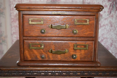 Library Card Catalog Cabinet Oak 2 Drawer File Card LIBRARY BUREAU SOLE MAKERS Cover
