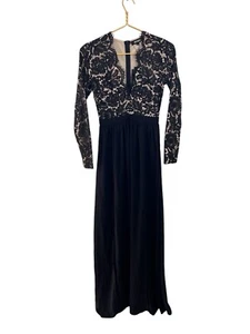 Sz 2 Dress Black Lace Top, Long Sleeve Chiffon Skirt Black Panty Missguided NWT - Picture 1 of 9