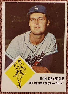 Tarjeta de béisbol Fleer #41 1963 Don Drysdale Los Angeles Dodgers original de colección Foto 1 de 4