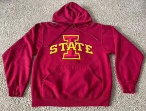 Iowa State Cyclones Jerzees Red Hooded Sweatshirt Mens Medium - Picture 1 of 4