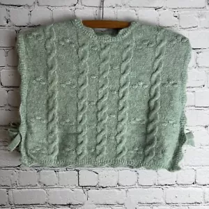 Zara Girls Knit Sweater Vest Sage Green Pullover Side Tie Bows Size 4T NWOT - Picture 1 of 8