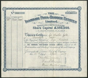 Peru, Inambari Para-Rubber Estates Ltd., £1 shares, 19[07], EF - Picture 1 of 1