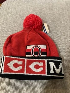 Ottawa Senators NHL Toboggan BEANIE knit cap pom /cuff beanie New CCM - Picture 1 of 6