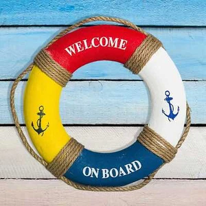 Anillo de vida náutico salvavidas barco bienvenida a bordo colgante de pared decoración del hogar - Imagen 1 de 15