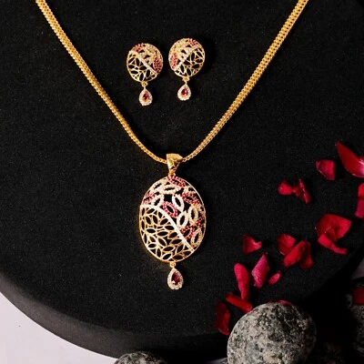 Ювелирные изделия ручной работы румяна букет цирконий ожерелье комплект позолоченный 925 серебро - Изображение 1 из 4