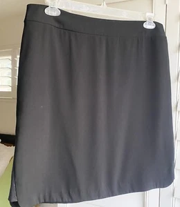 Eileen Fisher Skirt Women's L Black Silk Panel Straight Lined Zip Up 22" L Knee - Picture 1 of 9