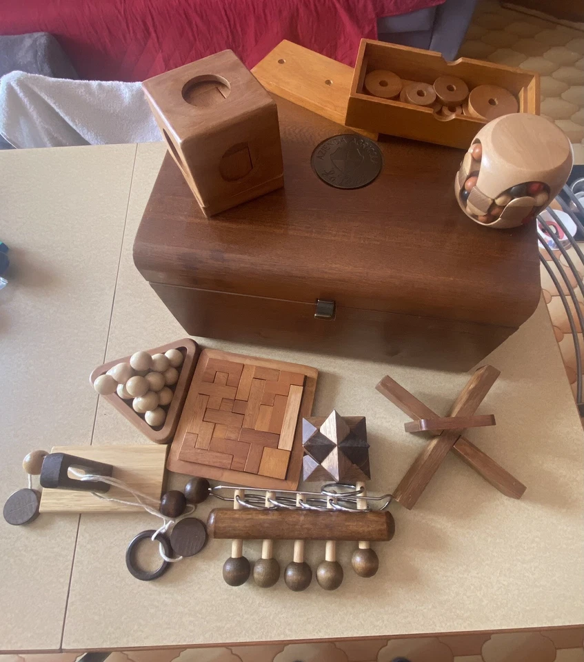 Giochi in legno bambini e adulti giochi d'ingegno rompicapo 9pz - Immagine 1 di 2
