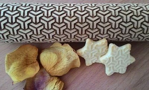 Wooden Rolling Pin Laser Cut Netting Pattern Embossing - Picture 1 of 3