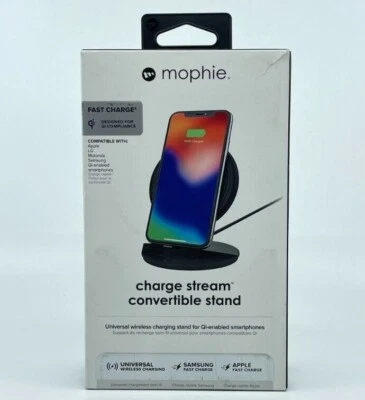 Soporte de escritorio Mophie Charge Stream - Cargador inalámbrico Qi negro Foto 1 de 3