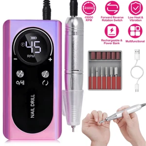 45000RPM Rechargeable Electric Nail Drill Machine Portable Manicure Pedicure Kit - Picture 1 of 15