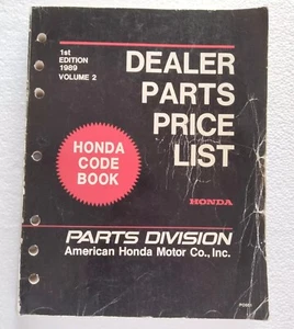 Genuine Honda Motorcycle 1989 Parts Price List Dealer Part Numbers 1st Ed. Vol 2 - Picture 1 of 12