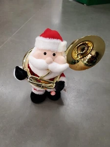 Gemmy Animated Christmas Plush Santa Playing Tuba Light Up LED Cheeks Dancing - Picture 1 of 6