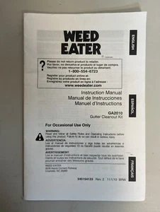 Weed Eater GA2010 Gutter Cleaning Kit REPLACEMENT Owners Operators Manual Ready - Picture 1 of 1