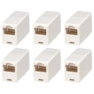 6 Pcs RJ45 Telephone Phone Line Coupler Inline Adapter Connector Straight White - Picture 1 of 1