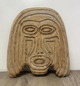 Vintage geschnitzte Holz abstrakte Gesichtsplakette Sept 65 Handarbeit - 10 Zoll x 9 Zoll - Bild 1 von 15