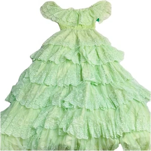 Vintage Cottagecore Princess Ruffle Lace Tier Dress Size 10 Peppermint Green - Picture 1 of 9