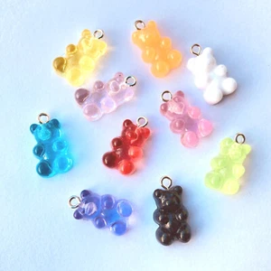 5 Gummibärchen Anhänger Farbwahl Schmuck Schlüsselanhänger Deko Basteln Harz - Bild 1 von 12