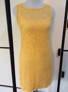 Vestido Vaina Laundry by Shelli Segal Diseño Amarillo Encaje Forrado Sin Mangas Talla 2 - Imagen 1 de 11