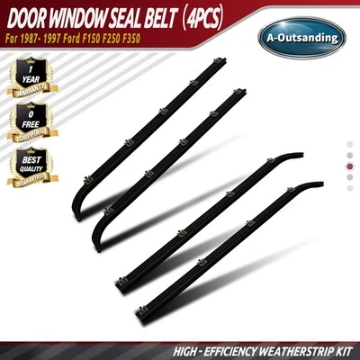 Door Window Seal Belt Weatherstrip Kit （4PCS）For 1987- 1997 Ford F150 F250 F350 - Image 1 of 4