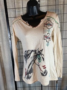 Double D Ranchwear Langarmshirt Gr. XS fällt größer aus Decke Stich Pferd - Bild 1 von 5