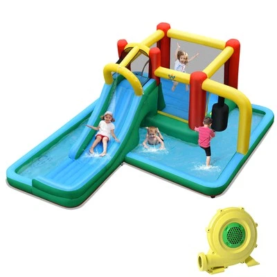 6 IN 1 Inflatable Water Slide Splash Kids Jumping Castle Bounce House Play Pool - image 1 of 2