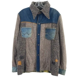 Chaqueta Camisa Tweed Vintage Años 70 Miura Henry Lehr Marrón/Azul Lana/Algodón Para Hombre’s L - Imagen 1 de 6