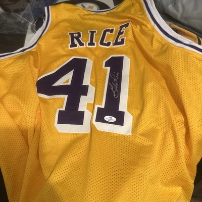 Camiseta deportiva de baloncesto autografiada por GLEN RICE de Los Angeles Lakers Foto 1 de 2