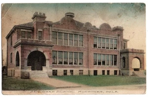 Muskogee, OK Oklahoma 1909 Postkarte, Sequoyah Schule - Bild 1 von 2