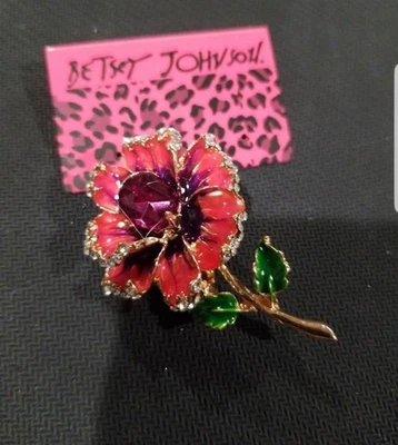 Broche/alfiler de flores Betsey Johnson rosa, púrpura Foto 1 de 4