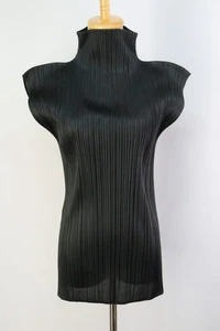 PLEATS PLEASE Black High Neck Sleeveless Top 108 9504 - Picture 1 of 5