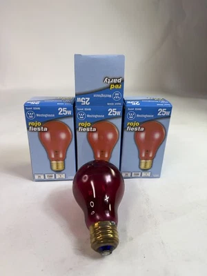 (3) New Red Party Lightbulbs Westinghouse  A19 Standard Base 25w #03446 - Image 1 of 3
