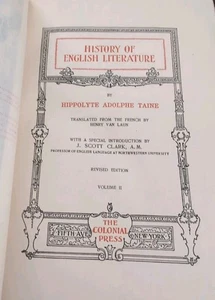 The World's Great Classics, English Literature, Vol 2, Taine, 1900, Revised Ed. - Imagen 1 de 13